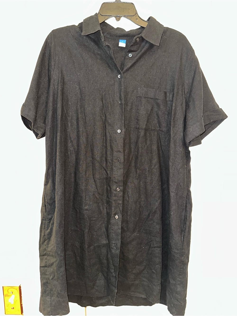 Old Navy Black Button-Down Short-Sleeve Shirt Dress